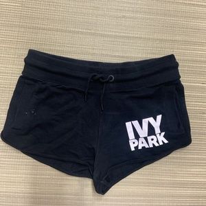 Ivy Park Women's Short Black Shorts Logo Athlesiure Drawstring Pockets Small S